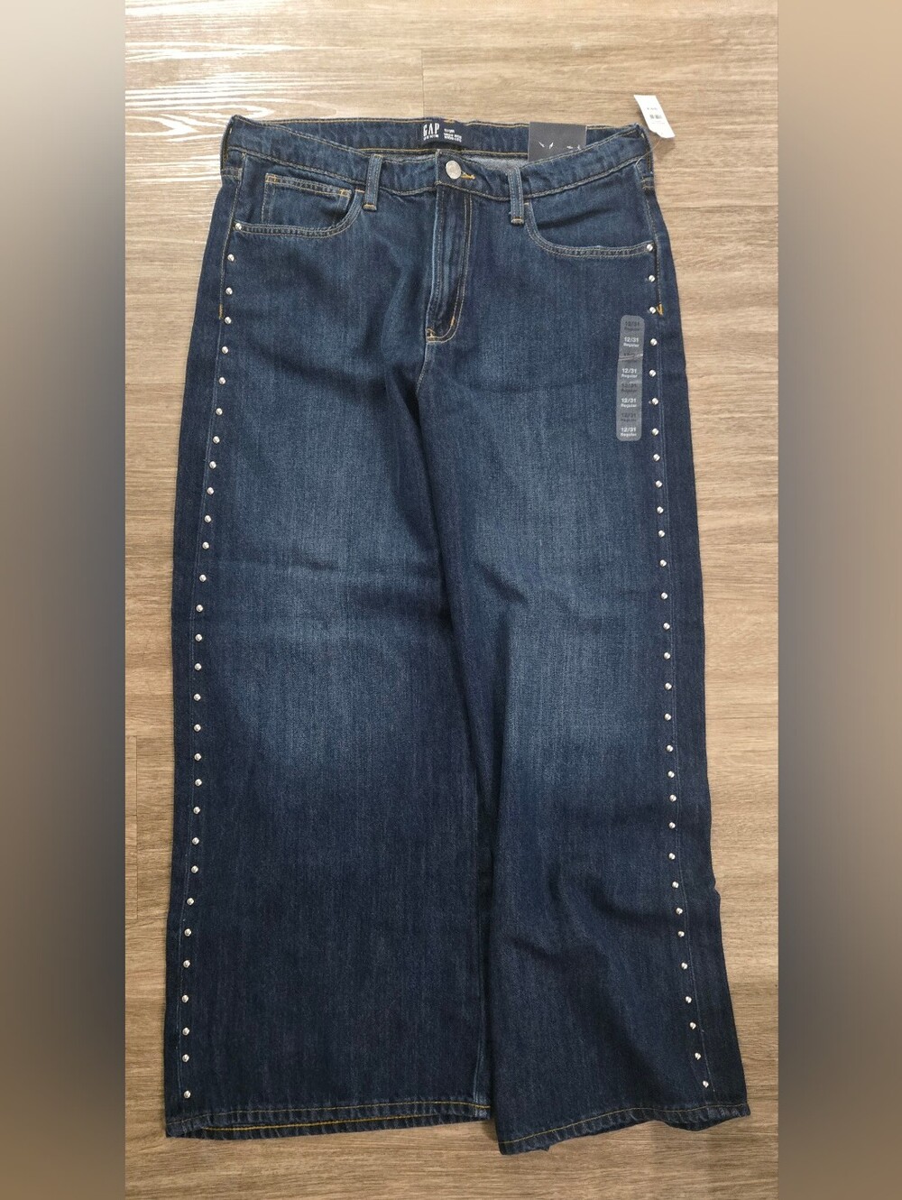 GAP Dark Blue Wide-Leg Jeans with Side Studs